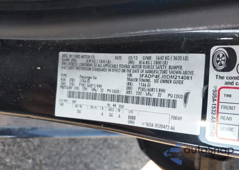 2013 Ford Fiesta Se z USA, uszkodzony, nr VIN 3FADP4EJ0DM214081